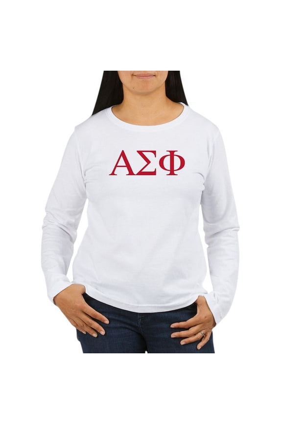 - Alpha Sigma Phi Greek Letters Cardinal Long Sleeve T Shirt - Women's Long Sleeve Graphic Casual T-Shirt