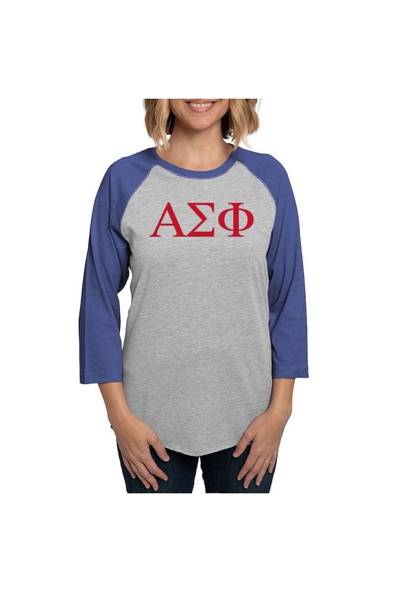- Alpha Sigma Phi Greek Letters Cardinal Long Sleeve T Shirt - Womens Baseball Tee