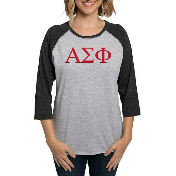 CafePress - Alpha Sigma Phi Greek Letters Cardinal Long Sleeve T Shirt - Womens Baseball Tee