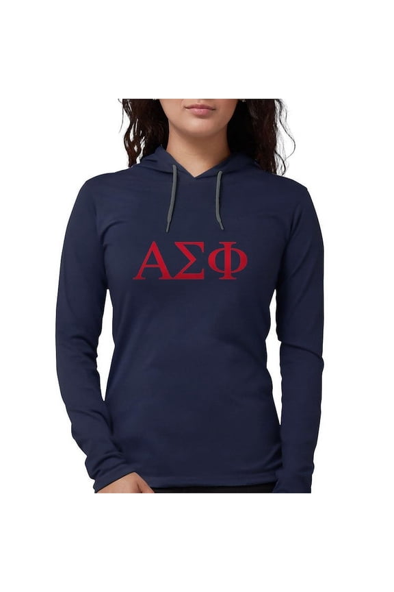 - Alpha Sigma Phi Greek Letters Cardinal Long Sleeve T Shirt - Womens Hooded Shirt