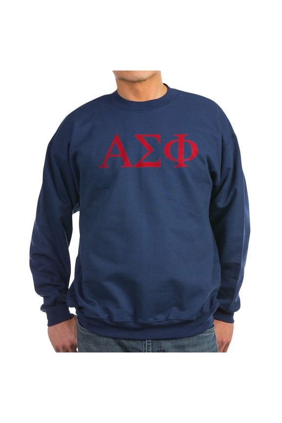 - Alpha Sigma Phi Greek Letters Cardinal Sweatshirt - Classic Crew Neck Sweatshirt