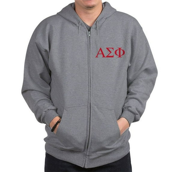 CafePress - Alpha Sigma Phi Greek Letters Cardinal Sweatshirt - Zip Hoodie, Classic Hooded Sweatshirt with Metal Zipper