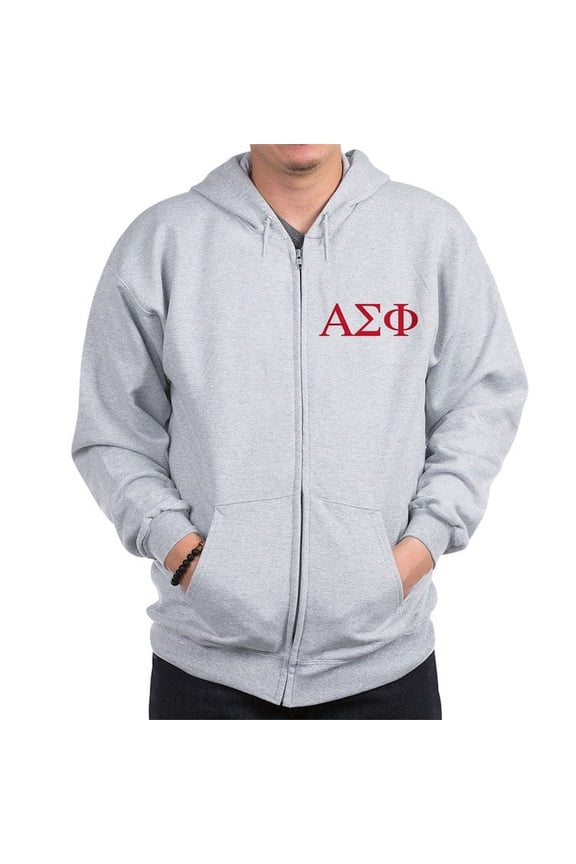 - Alpha Sigma Phi Greek Letters Cardinal Sweatshirt - Zip Hoodie, Classic Hooded Sweatshirt with Metal Zipper