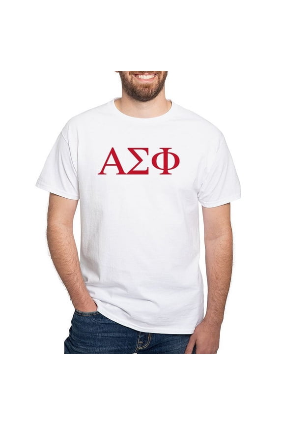 - Alpha Sigma Phi Greek Letters Cardinal T Shirt - Men's White Classic Cotton T-Shirts