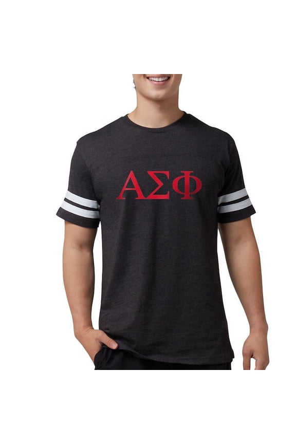 - Alpha Sigma Phi Greek Letters Cardinal T Shirt - Mens Football Shirt