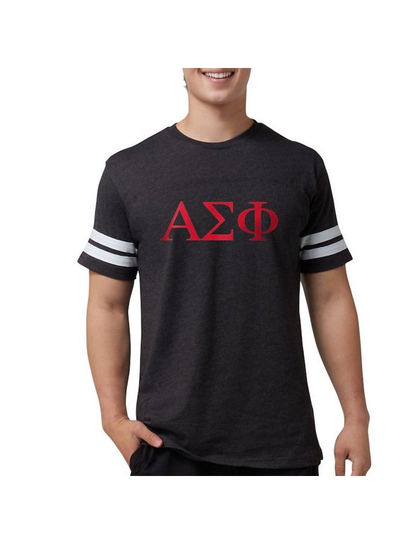 - Alpha Sigma Phi Greek Letters Cardinal T Shirt - Mens Football Shirt
