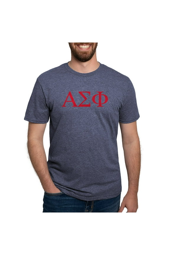 - Alpha Sigma Phi Greek Letters Cardinal T Shirt - Mens Tri-blend T-Shirt