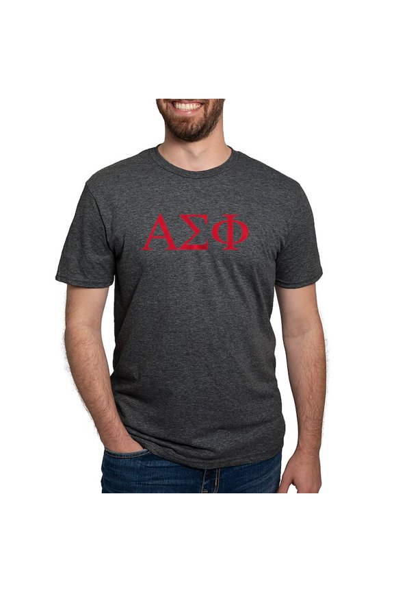 - Alpha Sigma Phi Greek Letters Cardinal T Shirt - Mens Tri-blend T-Shirt