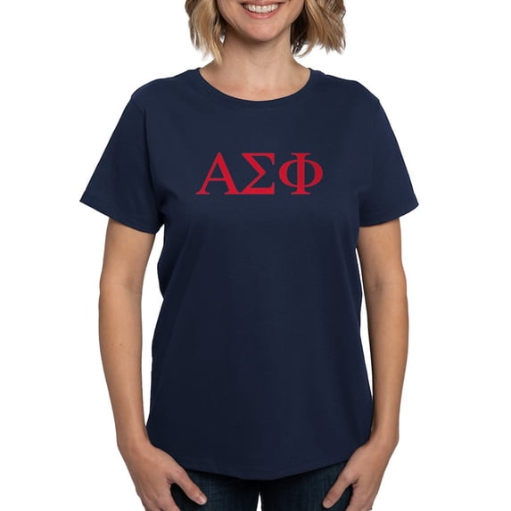 CafePress - Alpha Sigma Phi Greek Letters Cardinal T Shirt - Women's Traditional Fit Dark T-Shirt