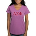 thumbnail image 1 of CafePress - Alpha Sigma Phi Greek Letters Cardinal T Shirt - Women's V-Neck Dark T-Shirt, 1 of 4