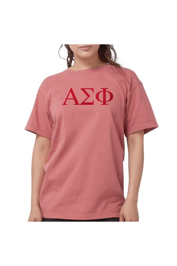 - Alpha Sigma Phi Greek Letters Cardinal T Shirt - Womens Comfort Colors® Shirt
