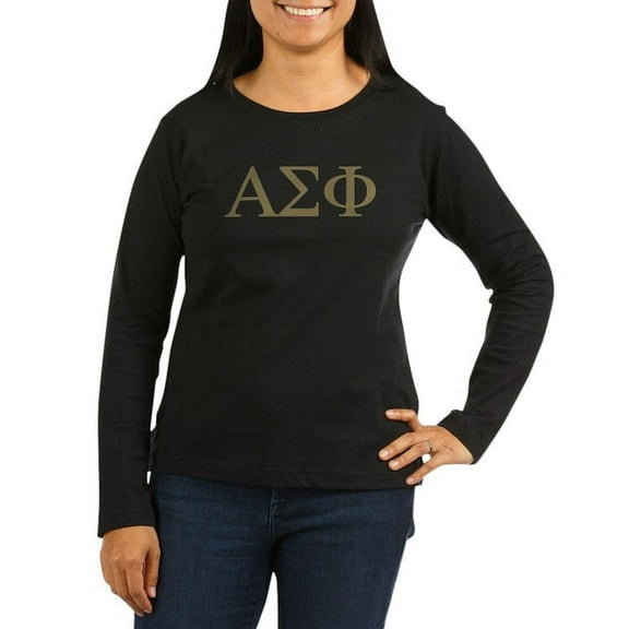 CafePress - Alpha Sigma Phi Greek Letters Gold Long Sleeve T Shirt - Women's Long Sleeve Graphic Tee Casual Fit