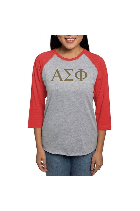 - Alpha Sigma Phi Greek Letters Gold Long Sleeve T Shirt - Womens Baseball Tee