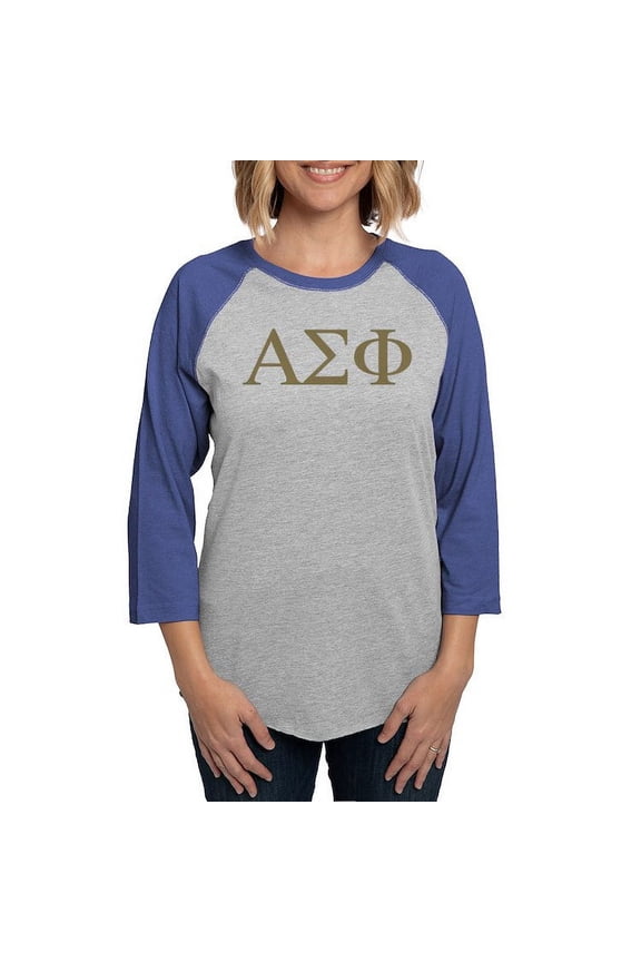 - Alpha Sigma Phi Greek Letters Gold Long Sleeve T Shirt - Womens Baseball Tee