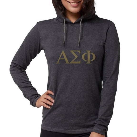 CafePress - Alpha Sigma Phi Greek Letters Gold Long Sleeve T Shirt - Womens Hooded Shirt