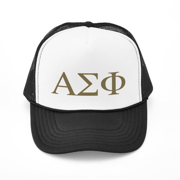 CafePress - Alpha Sigma Phi Greek Letters Gold - Adjustable Unisex Printed Trucker Hat with Mesh Back