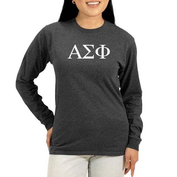 CafePress - Alpha Sigma Phi Greek Letters White Long Sleeve T Shirt - Women's Long Sleeve Graphic Tee Casual Fit