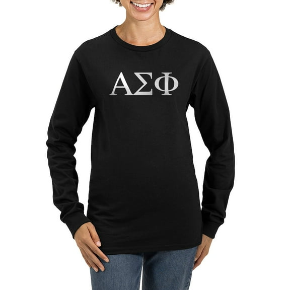 CafePress - Alpha Sigma Phi Greek Letters White Long Sleeve T Shirt - Women's Long Sleeve Graphic Tee Casual Fit