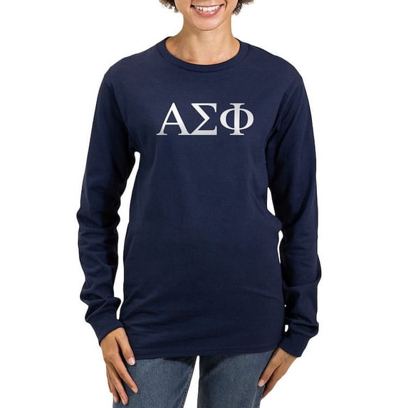 CafePress - Alpha Sigma Phi Greek Letters White Long Sleeve T Shirt - Women's Long Sleeve Graphic Tee Casual Fit