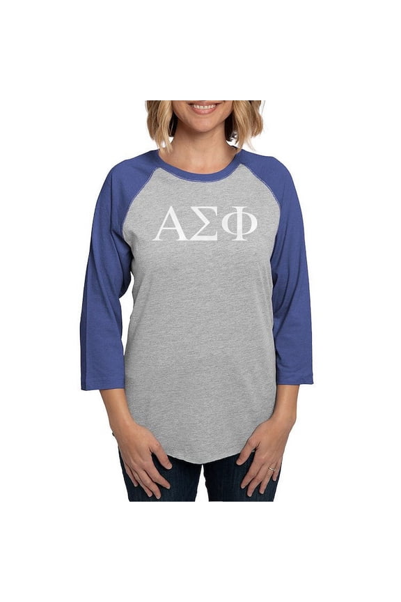 - Alpha Sigma Phi Greek Letters White Long Sleeve T Shirt - Womens Baseball Tee