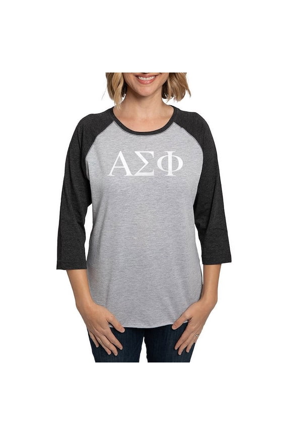 - Alpha Sigma Phi Greek Letters White Long Sleeve T Shirt - Womens Baseball Tee
