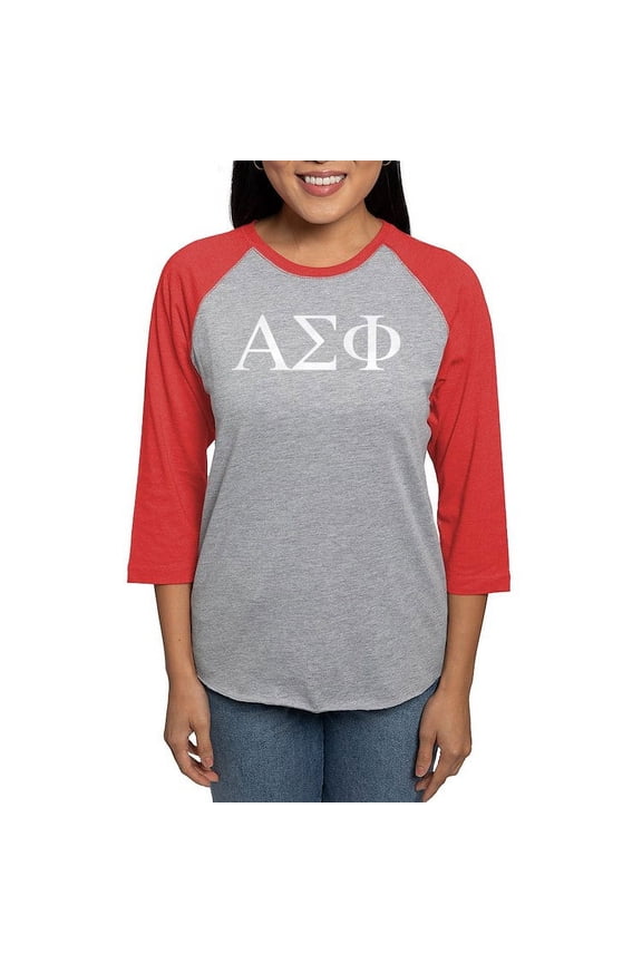- Alpha Sigma Phi Greek Letters White Long Sleeve T Shirt - Womens Baseball Tee