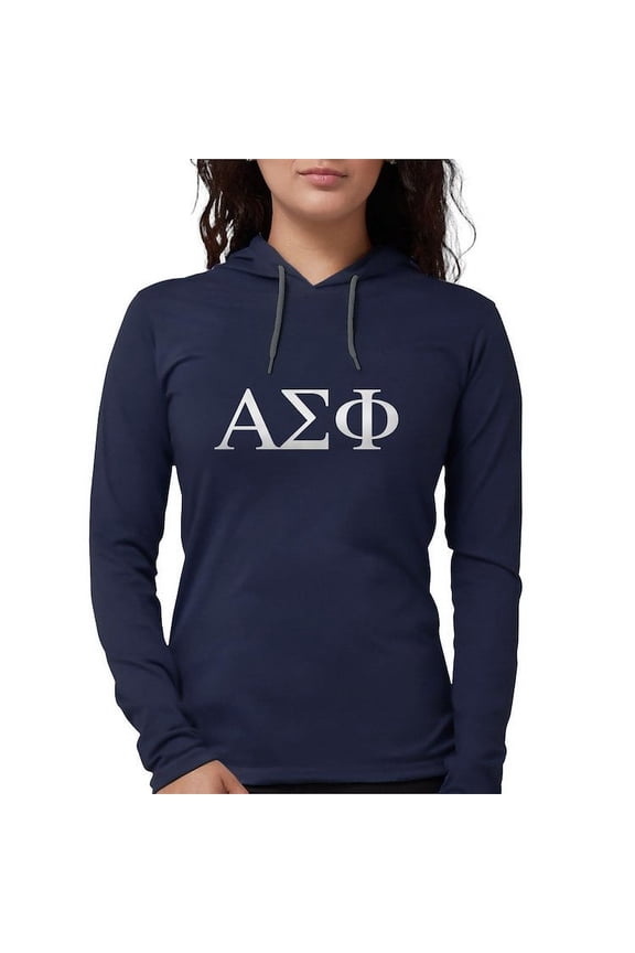 - Alpha Sigma Phi Greek Letters White Long Sleeve T Shirt - Womens Hooded Shirt