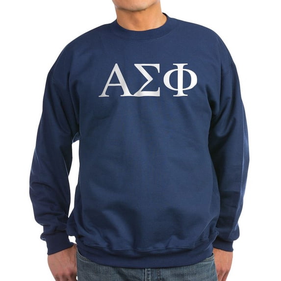 CafePress - Alpha Sigma Phi Greek Letters White Sweatshirt - Classic Crew Neck Sweatshirt