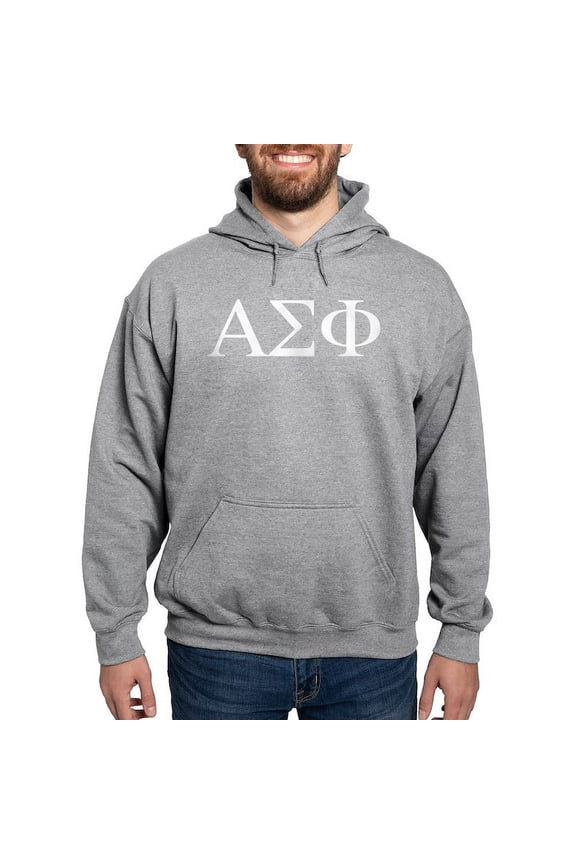 - Alpha Sigma Phi Greek Letters White Sweatshirt - Pullover Hoodie, Hooded Sweatshirt