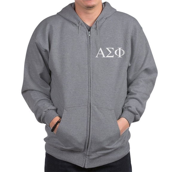 CafePress - Alpha Sigma Phi Greek Letters White Sweatshirt - Zip Hoodie, Classic Hooded Sweatshirt with Metal Zipper