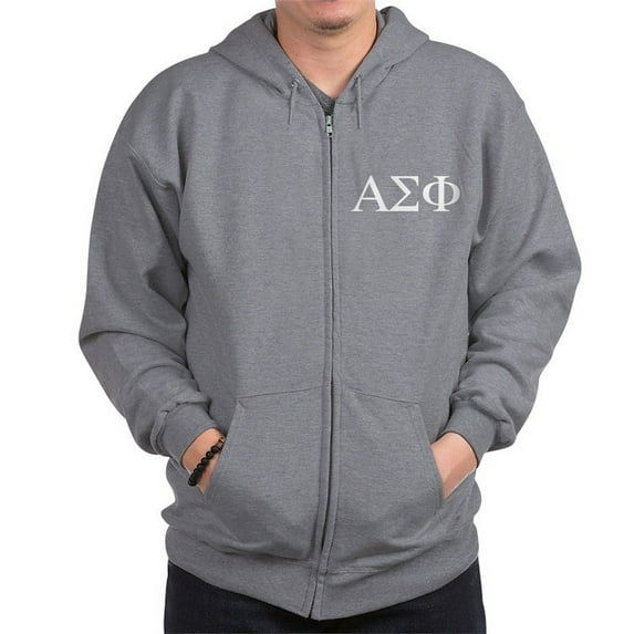 CafePress - Alpha Sigma Phi Greek Letters White Sweatshirt - Zip Hoodie, Classic Hooded Sweatshirt with Metal Zipper