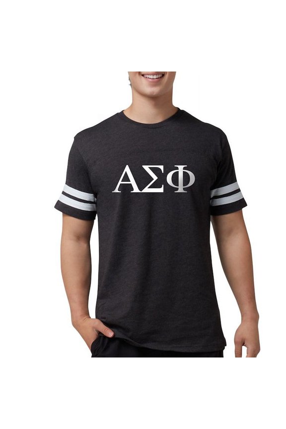 - Alpha Sigma Phi Greek Letters White T Shirt - Mens Football Shirt