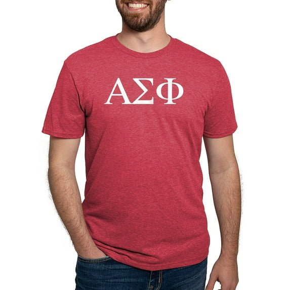 CafePress - Alpha Sigma Phi Greek Letters White T Shirt - Mens Tri-blend T-Shirt