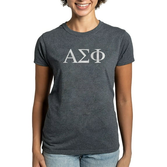 CafePress - Alpha Sigma Phi Greek Letters White T Shirt - Women's Traditional Fit Dark T-Shirt