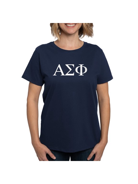 - Alpha Sigma Phi Greek Letters White T Shirt - Women's Traditional Fit Dark T-Shirt