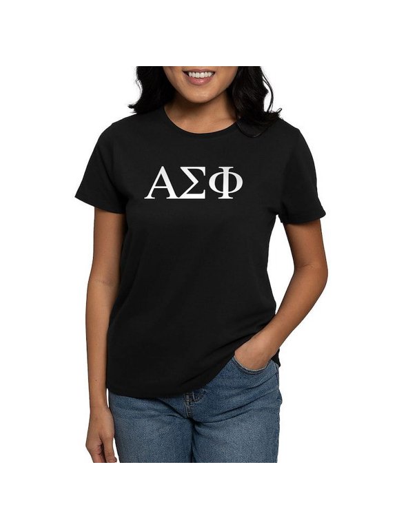 - Alpha Sigma Phi Greek Letters White T Shirt - Women's Traditional Fit Dark T-Shirt