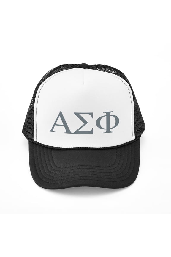 - Alpha Sigma Phi Greek Stone - Adjustable Unisex Printed Trucker Hat with Mesh Back
