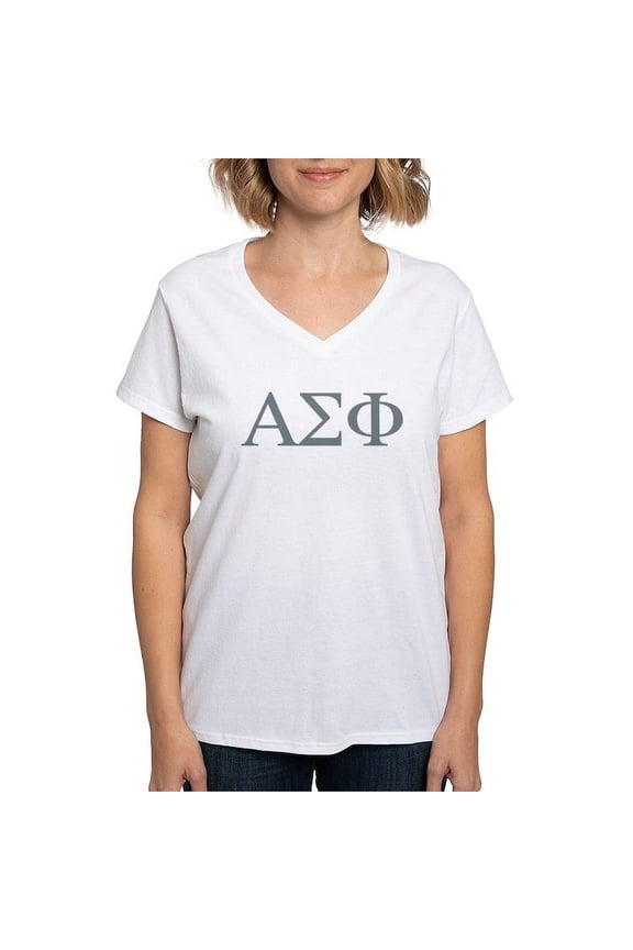 - Alpha Sigma Phi Greek Stone T Shirt - Womens Cotton V-Neck T-shirt