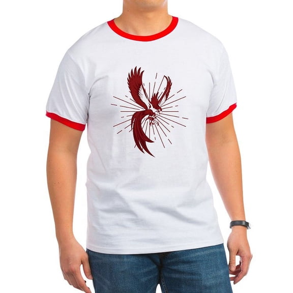 CafePress - Alpha Sigma Phi Phoenix T Shirt - 100% Cotton Ringed T-Shirt