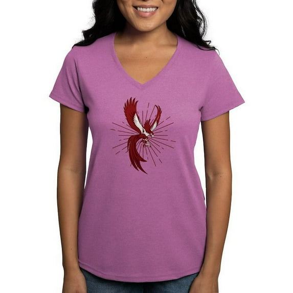 CafePress - Alpha Sigma Phi Phoenix T Shirt - Women's V-Neck Dark T-Shirt