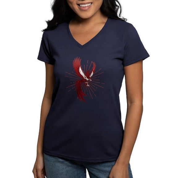 CafePress - Alpha Sigma Phi Phoenix T Shirt - Women's V-Neck Dark T-Shirt