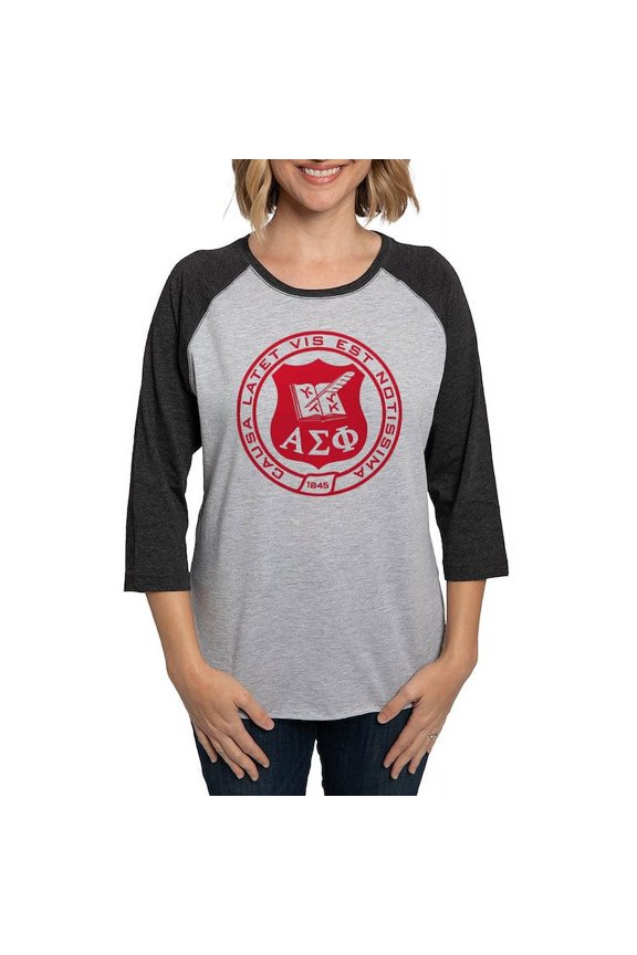 - Alpha Sigma Phi Red Seal Long Sleeve T Shirt - Womens Baseball Tee