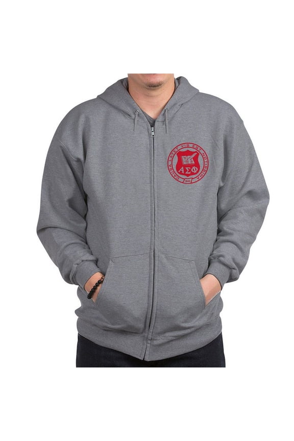 - Alpha Sigma Phi Red Seal Sweatshirt - Zip Hoodie, Classic Hooded Sweatshirt with Metal Zipper
