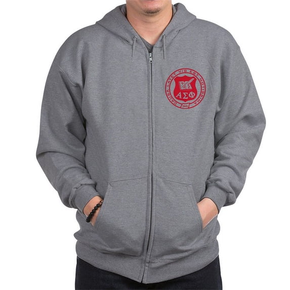 CafePress - Alpha Sigma Phi Red Seal Sweatshirt - Zip Hoodie, Classic Hooded Sweatshirt with Metal Zipper