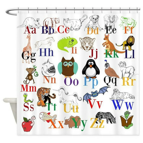 CafePress - Alphabet Animals - Unique Fabric Shower Curtain 70" x 72"
