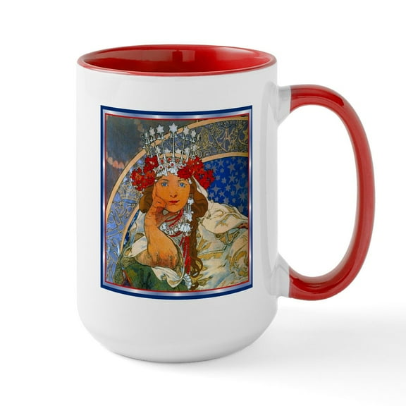 CafePress - Alphonse Mucha Large Mug - 15 oz Ceramic Large White Nolvety Mug