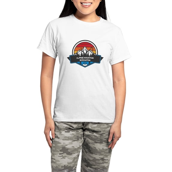 CafePress - Alpine Mountain Ski & Ride Scranton Pennsylvania Pajamas - Women's Short Sleeve Print T-Shirt and Pants Light Cotton Pajama Set