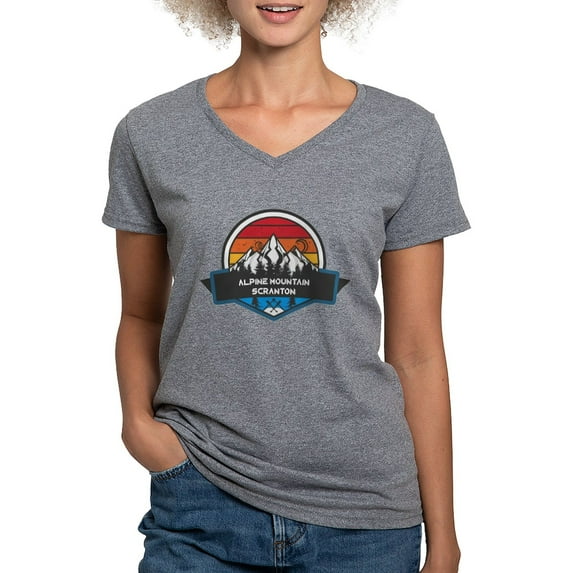 CafePress - Alpine Mountain Ski & Ride Scranton Pennsylvania T Shirt - Women's V-Neck Dark T-Shirt