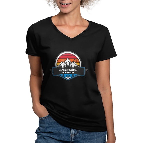 CafePress - Alpine Mountain Ski & Ride Scranton Pennsylvania T Shirt - Women's V-Neck Dark T-Shirt