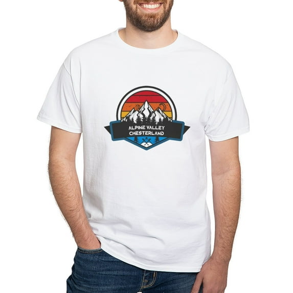 CafePress - Alpine Valley Ski Area Chesterland Ohio T Shirt - Men's White Classic Cotton T-Shirts